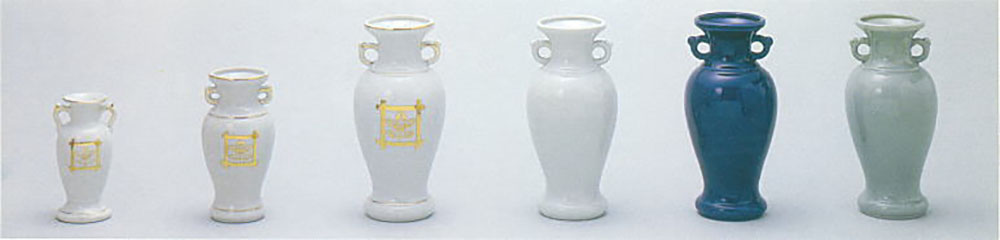 白紋入（井橘）サギ花瓶・白サギ花瓶ルリサギ花瓶・青磁サギ花瓶